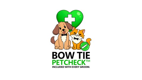 Bow Tie PETCHECK&trade; wellness scan logo &mdash; included with every groom